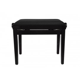 Black high-gloss piano bench with height-adjustable seat. - 