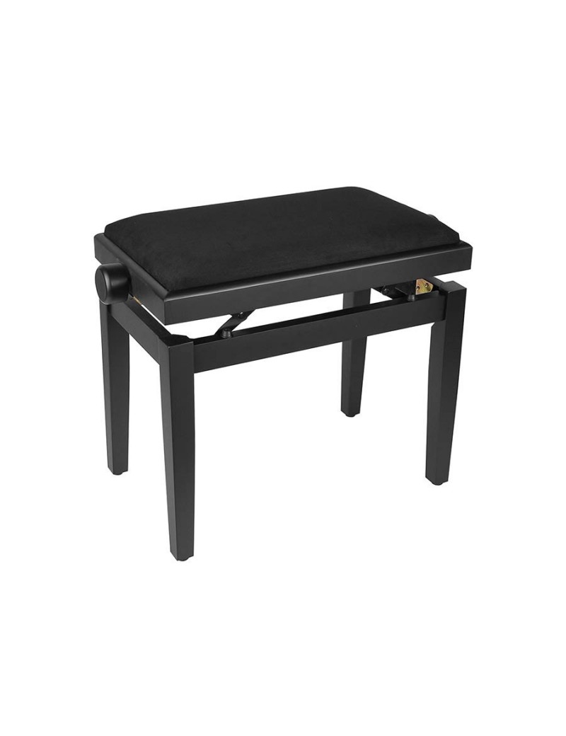 Black satin piano bench with height adjustable seat. - 